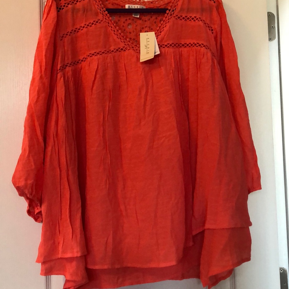 Studio Woman JPR mid sleeve coral cotton blouse